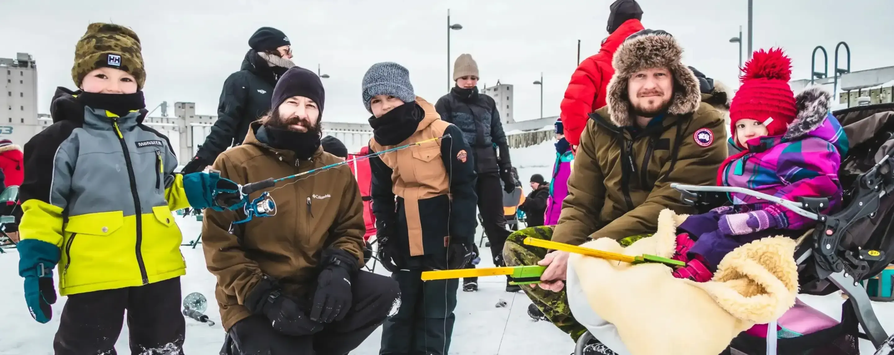 Image of a group ice fishing